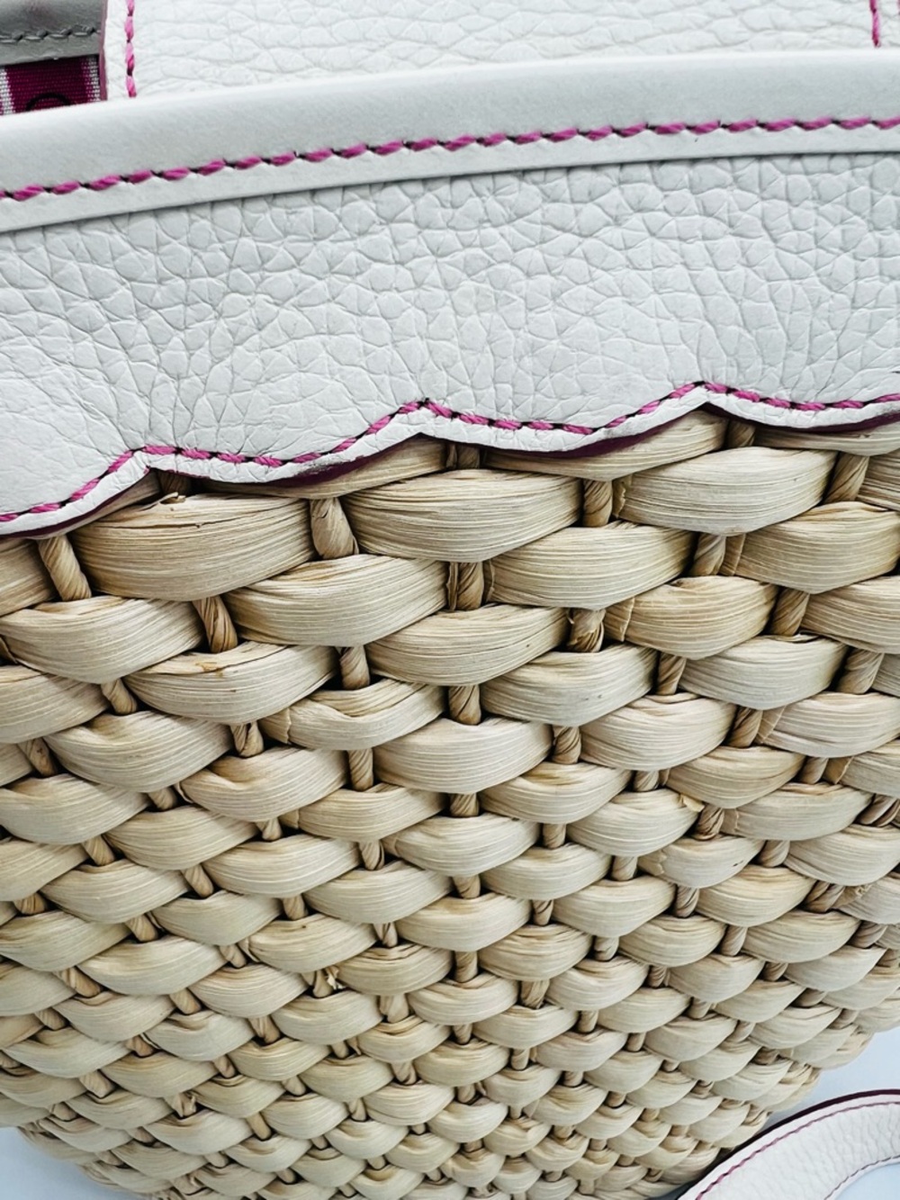 Brighton Straw Tote Floral Embroidery and White Trim - Picture 13 of 13